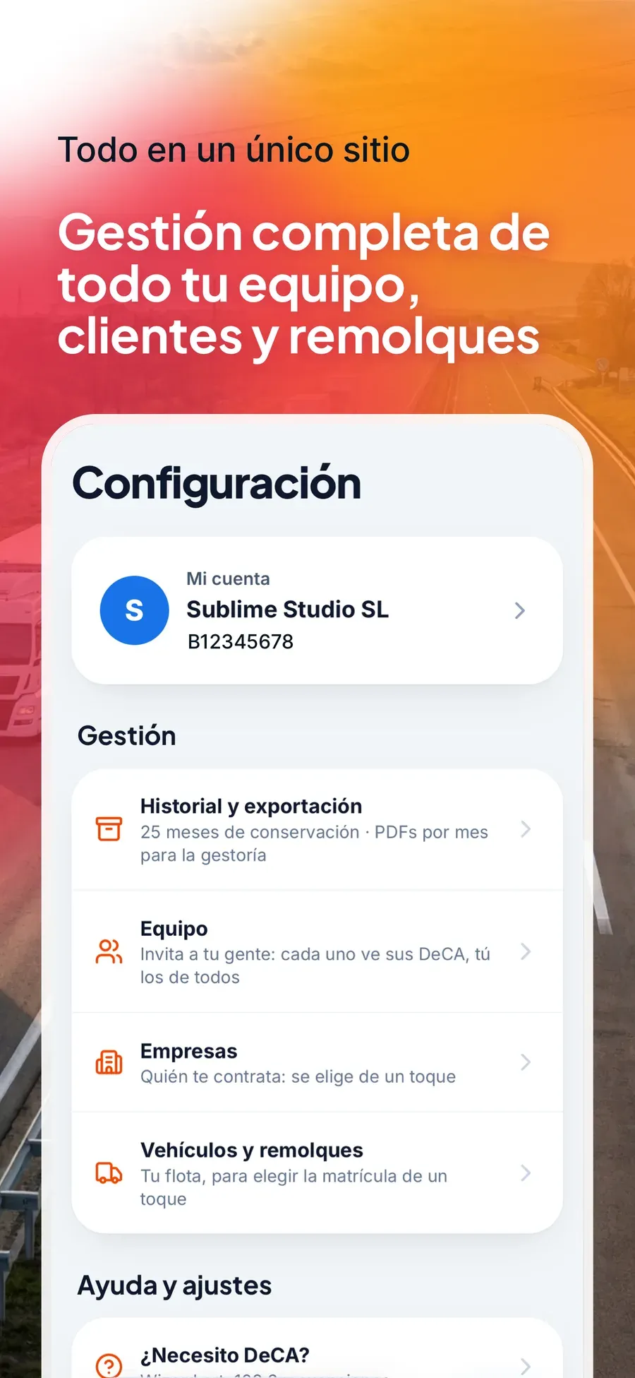 Configuración de PorteQR: mi cuenta, historial, empresas y vehículos