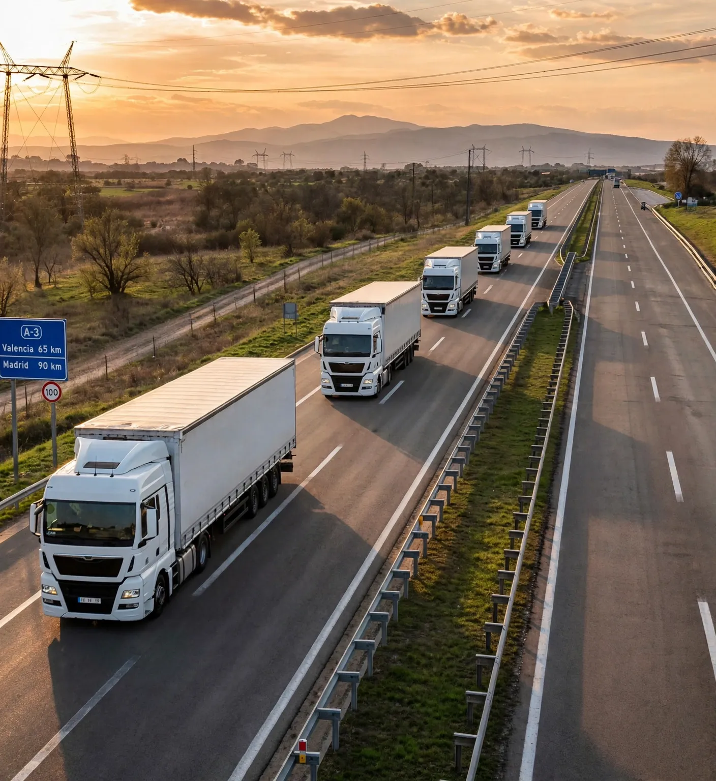 Camiones de mercancías en una autovía española, transporte que necesita DeCA